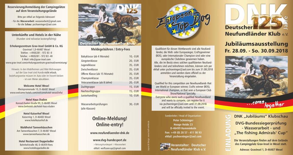 Flyer zur DVG Bundessiegerprüfung Wasserarbeit 2018 / Fishing Admirals Seite 1